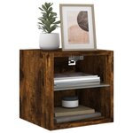 vidaXL Meuble TV mural avec lumières LED chêne fumé 30x28 5x30 cm