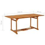 vidaXL Table à dîner de jardin 180x90x75 cm Bois d'acacia solide