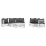 Salon de jardin meuble d'extérieur ensemble de mobilier avec coussins 6 pièces blanc acier 02_0018317