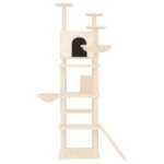 vidaXL Arbre à chat avec griffoirs en sisal Crème 191 cm