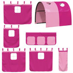 vidaXL Lit superposé avec toboggan et rideaux rose 90x190 cm