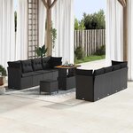 vidaXL Ensemble de canapé de jardin 11 Pièces Noir polyrotin