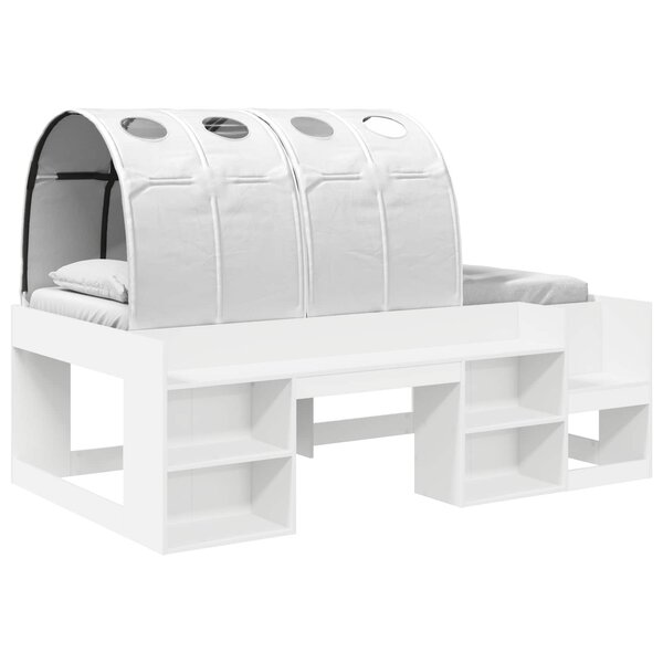 vidaXL Cadre de lit avec tunnel 3 Pièces Blanc Bois d’ingénierie