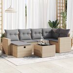vidaXL Salon de jardin avec coussins 7 Pièces beige résine tressée