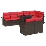 vidaXL Ensemble de canapé de jardin 9 Pièces Marron Poly rotin