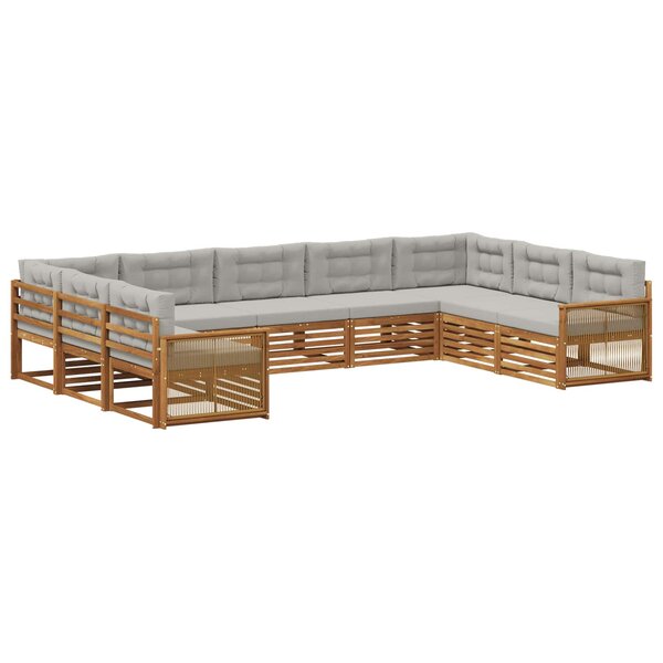 vidaXL Ensemble de canapés d'extérieur 9 Pièces Naturel et gris clair