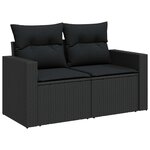 vidaXL Ensemble de canapé de jardin avec coussin 9 Pièces Noir
