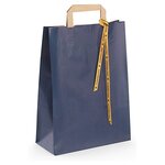 Sac kraft bleu à poignées plates raja 26 x 35 x 12 cm (lot de 50)