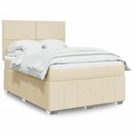 vidaXL Sommier à lattes de lit avec matelas Crème 140x190 cm Tissu