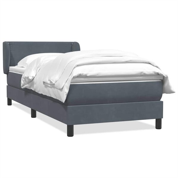 vidaXL Sommier à lattes de lit et matelas gris foncé 90x220 cm velours