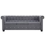 vidaXL Canapé à 3 places Revêtement en velours 199 x 75 x 72 cm Gris