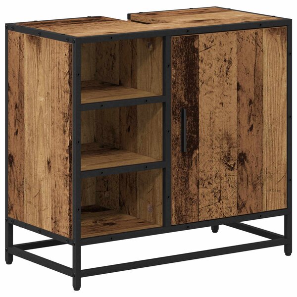 vidaXL Cabinet de salle de bain avec porte Bois Ancien 65 x 33 x 60 cm