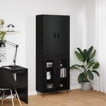 vidaXL Haut Armoire 2 Pièces Chêne noir Bois d'ingénierie et verre