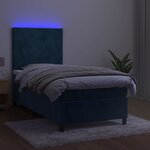 vidaXL Sommier à lattes de lit avec matelas et LED Bleu foncé 90x190cm