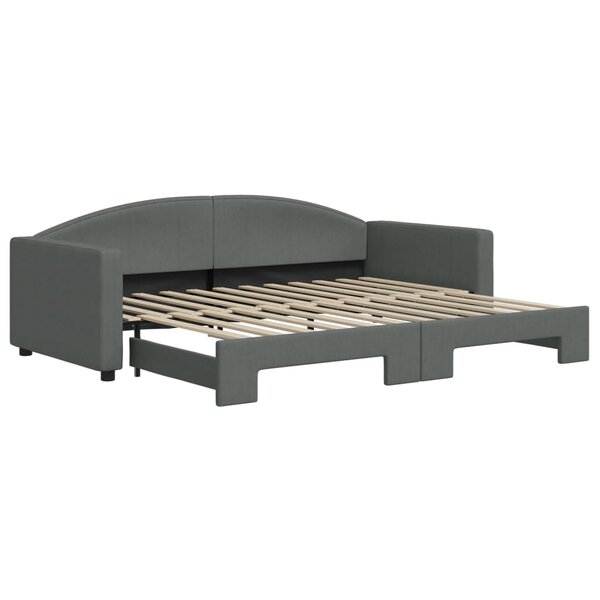 vidaXL Lit de jour avec gigogne sans matelas gris foncé 90x200 cm
