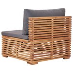 vidaXL Canapé central de jardin avec coussin gris Bois de teck solide