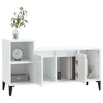 vidaXL Meuble TV Blanc brillant 100x35x55 cm Bois d'ingénierie