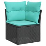 vidaXL Ensemble de canapé de jardin avec coussin 8 Pièces Noir Poly rotin