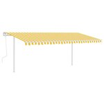 vidaXL Auvent manuel rétractable avec poteaux 5x3 m Jaune et blanc