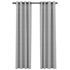 vidaXL Rideaux occultants Aspect lin avec œillets 2 Pièces Gris 140x225cm