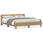 vidaXL Cadre de Lit en Bois Chêne Artisanal Bois Massif 200 x 200 cm