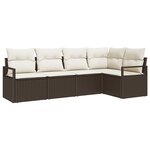 vidaXL Ensemble de Canapés de Jardin 5 Pièces avec Coussins Bruns en Poly Rotin