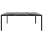 vidaXL Table de jardin 200x150x75 cm Verre trempé/résine tressée Noir