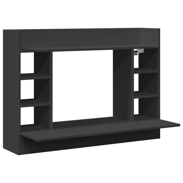vidaXL Bureau mural noir 105x48x75 cm bois d'ingénierie