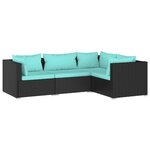Salon de jardin meuble d'extérieur ensemble de mobilier 4 pièces avec coussins résine tressée noir 02_0016203