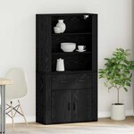 vidaXL Buffet Chêne noir 80 x 33 x 150 cm Bois d'ingénierie