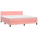 vidaXL Sommier à lattes de lit avec matelas Rose 160x200 cm Velours