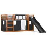 vidaXL Lit superposé sans matelas avec toboggan blanc noir 90x200 cm