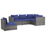 vidaXL Salon de jardin 5 Pièces avec coussins résine tressée gris