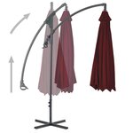 vidaXL Parasol de jardin en porte-à-faux mât en acier rouge bordeaux