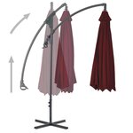 vidaXL Parasol déporté avec mât en acier 250x250 cm Rouge bordeaux