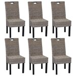 vidaXL Chaises à manger lot de 6 rotin Kubu bois de manguier