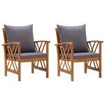 vidaXL Chaises de jardin avec coussins lot de 2 Bois d'acacia massif