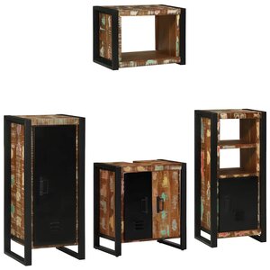 vidaXL Ensemble de mobilier de salle de bain 4 Pièces Bois Recyclé Solide
