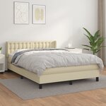 vidaXL Sommier à lattes de lit avec matelas Crème 140x190cm Similicuir