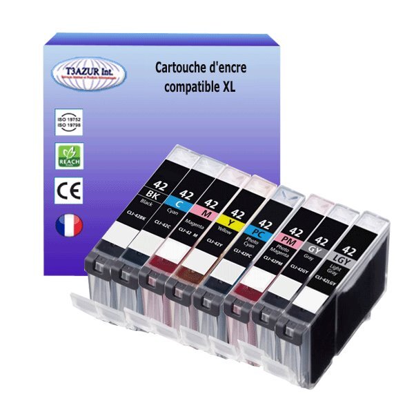 8 Cartouches compatibles avec Canon CLI42 - T3AZUR