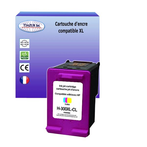 T3azur - cartouche d'encre compatible remplace hp 300 300xl couleur pour hp deskjet f4273  f4274  f4280  f4283  f4292