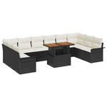 vidaXL Ensemble de salle à manger de jardin 11 pièces avec coussins osier noir poly rattan acacia
