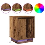 vidaXL Tables de chevet avec lumières LED 2 Pièces Bois ancien 39x34 5x50 cm