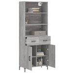 vidaXL Buffet haut Sonoma gris 69 5x34x180 cm Bois d'ingénierie