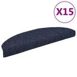 vidaXL Tapis d'escalier autocollants 15 pièces 65 x 21 x 4 cm Bleu Demi-rond Grand