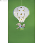 Lampion de papier Montgolfière  30cm ø  blanc  40cm  av. châssis métallique  1 pces