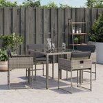vidaXL Chaises de jardin avec coussins lot de 4 gris résine tressée