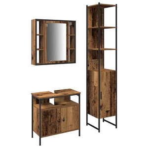 vidaXL Ensemble de mobilier de salle de bain 3 Pièces Bois Ancien