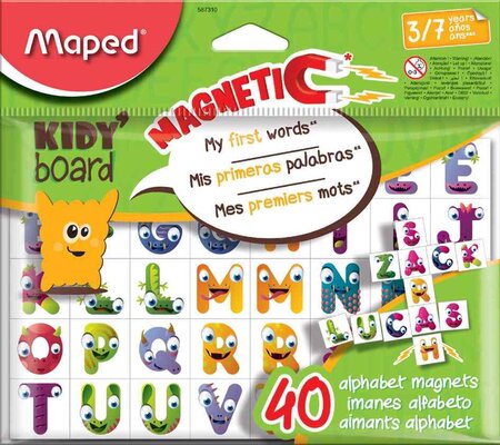 Plaquette d'aimants KIDY board 40 lettres 25x25 mm MAPED