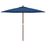 vidaXL Parasol de jardin avec mât en bois bleu azuré 299x240 cm